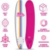 imageBarbie Signature 8ft Surfboard by Wavestorm  Graphic top Deck with high Density Slick Bottom  for Kids and Adults Foam Construction with Accessories  Leg Leash and Fin Set IncludedWhiteBarbie Surfboard