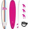 imageBarbie Signature 8ft Surfboard by Wavestorm  Graphic top Deck with high Density Slick Bottom  for Kids and Adults Foam Construction with Accessories  Leg Leash and Fin Set IncludedWhiteBarbie Surfboard