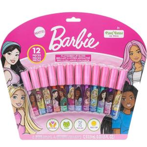 imageBarbie 12 Piece Plant Based Lip Gloss Girls Party Favors First Makeup Set for Girl Perfect for Parties Sleepovers and Birthday Gifts Ages 3 by Townley Girl