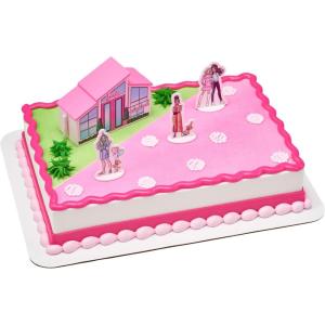 imageDecoSet Barbie Dreamhouse Adventures Cake Topper 4 Piece Decoration With Dreamhouse and Friends for Birthday Cake Ready to UseCake Topper