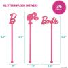 imageDecoPac Barbie Be The Future Rings Pink Heart Shaped Cupcake Decorations Featuring Barbie and her Friends For Birthday Party And Celebrations  24 PackCake Skewers
