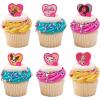 imageDecoPac Barbie Be The Future Rings Pink Heart Shaped Cupcake Decorations Featuring Barbie and her Friends For Birthday Party And Celebrations  24 PackCupcake Rings