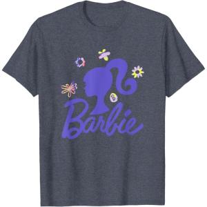 imageBarbie  Spring Has Sprung Silhouette and Logo TShirtHeather Blue