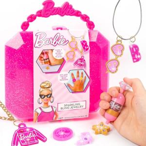 imageBarbie Sparkling Bling Jewelry Making Kit Storage Case Ring Making Kit Charm Bracelet Making Kit for Girls Arts ampamp Crafts Toy for Girls Ages 6