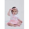imageBarbie Baby Girls Bodysuit Ruffle Skirt and Bow Headband 3 Piece Outfit Set Newborn to InfantPink  White