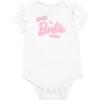imageBarbie Baby Girls Bodysuit Ruffle Skirt and Bow Headband 3 Piece Outfit Set Newborn to InfantPink  White