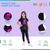 imageBarbie Girls Metallic Print Peplum TShirt and Pants Toddler to Big KidBlack  Pink Foil