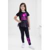 imageBarbie Girls Metallic Print Peplum TShirt and Pants Toddler to Big KidBlack  Pink Foil