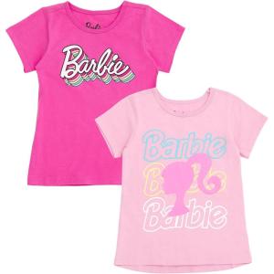 imageBarbie Girls 2 Pack Adaptive TShirts Sensory Friendly Little Kid Sizes 478Pink