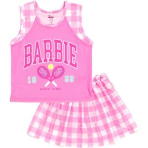 imageBarbie Girls Tank Top and Pleated Skort Outfit Set Little Kid to Big KidCheckered Pink