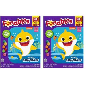 imageFunables Fruit Snacks Barbie Shaped Fruit Flavored Snacks 08 Ounce Pouches Pack of 10Baby Shark