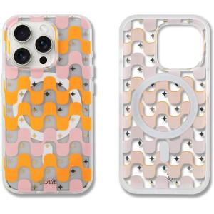 imageSonix x Barbie Phone Case for iPhone 15 Pro  Compatible with MagSafe  10ft Drop Tested  Golden HourRetro Stripe