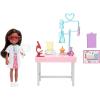 imageBarbie Chelsea Can Be Doll ampamp Playset Brunette Scientist Small Doll with Toy Chemistry Lab Table ampamp STEMThemed Accessories