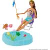 imageBarbie Dream Camper Playset with Roof Tent Swing Chair Fishing Pond BBQ Grill with ColorChange Feature ampamp 60 Accessories Including Dough