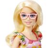 imageBarbie Fashionistas Doll with Blonde Hair ampamp Fruit Print Dress Ruffled Sleeves Orange Platform Heels Pink Eyeglasses Toy for Kids 3 to 8 Years Old
