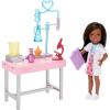 imageBarbie Chelsea Can Be Doll ampamp Playset Brunette Scientist Small Doll with Toy Chemistry Lab Table ampamp STEMThemed Accessories