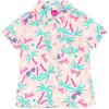 imageBarbie Girls Hawaiian Button Down Shirt Toddler to Big Kid Sizes 2T  1820Pink  Palm Trees