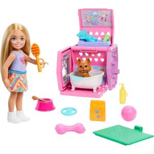imageBarbie Chelsea Puppy Carrier Playset Blonde Small Doll and Accessories Dog Carrier with Puppy Themed Play Pieces