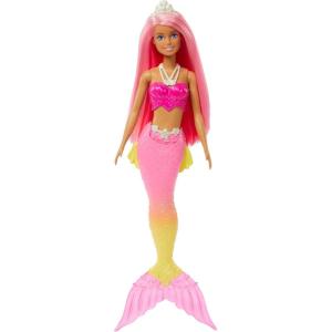 imageBarbie Dreamtopia Mermaid Doll with Pink Hair Pink ampamp Yellow Ombre Tail ampamp Headband Accessory