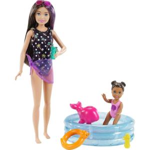 imageBarbie Skipper Babysitters Inc Playset with Skipper Doll ColorChange Small Doll Pool Squirt Whale Toy ampamp Accessories
