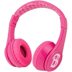 imageeKids Barbie Bluetooth Headphones Pink Wireless Headphones with Microphone Includes Aux Cord Volume Reduced Kids Foldable Earphones for School Home or Travel