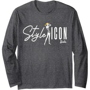 imageBarbie  Style Icon Original Doll Long Sleeve TShirtDark Heather Grey