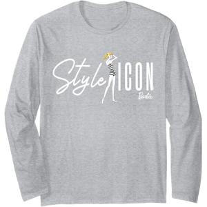 imageBarbie  Style Icon Original Doll Long Sleeve TShirtHeather Grey