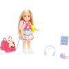 imageBarbie Chelsea Small Doll ampamp 6 Accessories Travel Set with Puppy Pet Carrier ampamp Backpack that Opens ampamp Closes Blonde HairTravel Set