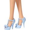 imageBarbie Fashionistas Doll 237 with Wavy Blonde Ponytail Wearing Blue Bow Halter Dress Black Hair Bow Accessory and Matching Blue Heels
