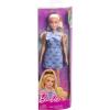 imageBarbie Fashionistas Doll 237 with Wavy Blonde Ponytail Wearing Blue Bow Halter Dress Black Hair Bow Accessory and Matching Blue Heels