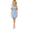 imageBarbie Fashionistas Doll 237 with Wavy Blonde Ponytail Wearing Blue Bow Halter Dress Black Hair Bow Accessory and Matching Blue Heels