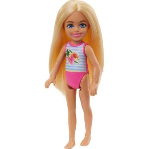 imageBarbie Chelsea Small Doll Featuring Swimsuit with Stripes ampamp Floral Print Blonde Hair ampamp Blue Eyes