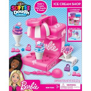 imageBarbie Softee Dough Ice Cream Playset with Ice Cream Maker 4 Colors Modeling Compound Press ampamp Mold Mini Treats Ages 3 and Up