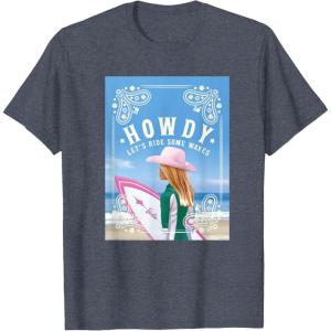 imageBarbie  Howdy Lets Ride Some Waves TShirtHeather Blue