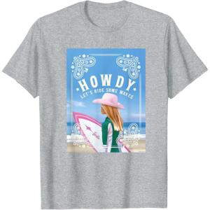 imageBarbie  Howdy Lets Ride Some Waves TShirtHeather Grey