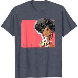 imageBarbie  1980s Black Barbie Illustration TShirtHeather Blue