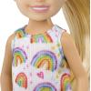 imageBarbie Chelsea Doll Blonde Wearing RainbowPrint Dress and Yellow Shoes Toy for Kids Ages 3 Years Old ampamp UpMulticolor
