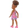 imageBarbie Chelsea Doll Blonde Wearing RainbowPrint Dress and Yellow Shoes Toy for Kids Ages 3 Years Old ampamp UpMulticolor