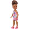 imageBarbie Chelsea Doll Blonde Wearing RainbowPrint Dress and Yellow Shoes Toy for Kids Ages 3 Years Old ampamp UpMulticolor