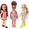 imageBarbie Chelsea Doll Blonde Wearing RainbowPrint Dress and Yellow Shoes Toy for Kids Ages 3 Years Old ampamp UpMulticolor