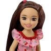 imageBarbie Chelsea Doll Brunette Wearing Ruffled CherryPrint Dress and Black Shoes Toy for Kids Ages 3 Years Old ampamp Up