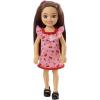 imageBarbie Chelsea Doll Brunette Wearing Ruffled CherryPrint Dress and Black Shoes Toy for Kids Ages 3 Years Old ampamp Up