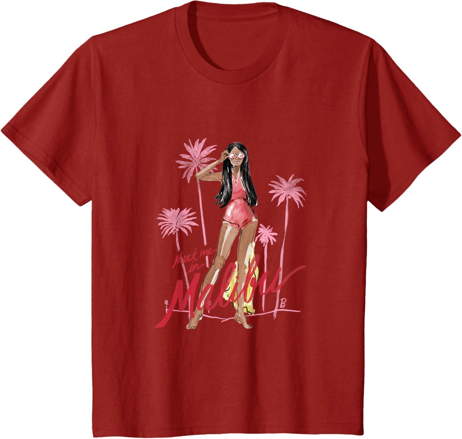 imageBarbie  Meet me in Malibu Illustration TShirtCranberry Red