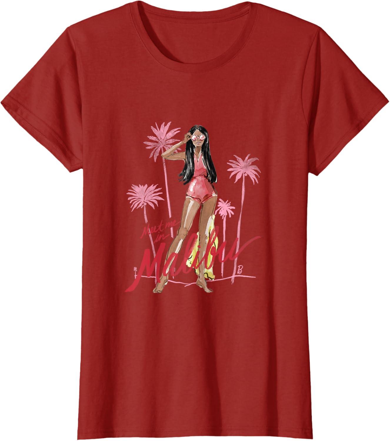 imageBarbie  Meet me in Malibu Illustration TShirtCranberry Red