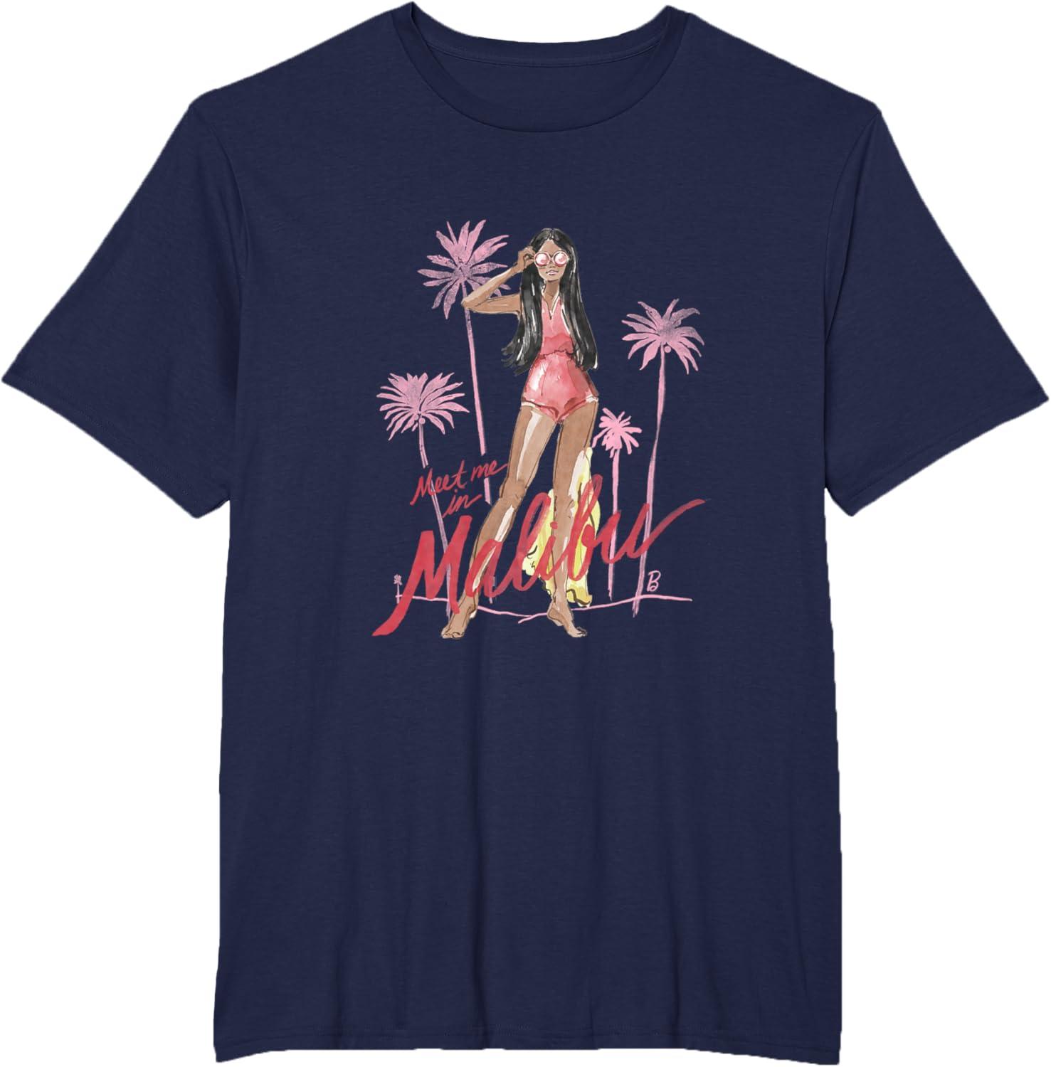 imageBarbie  Meet me in Malibu Illustration TShirtNavy Blue