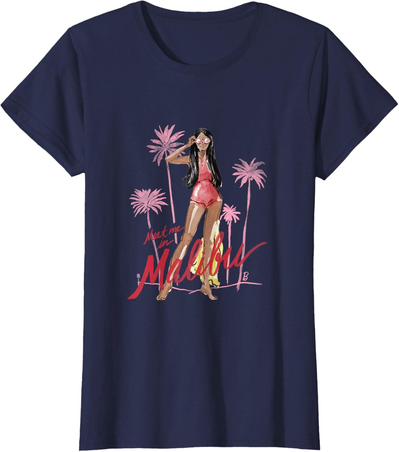 imageBarbie  Meet me in Malibu Illustration TShirtNavy Blue