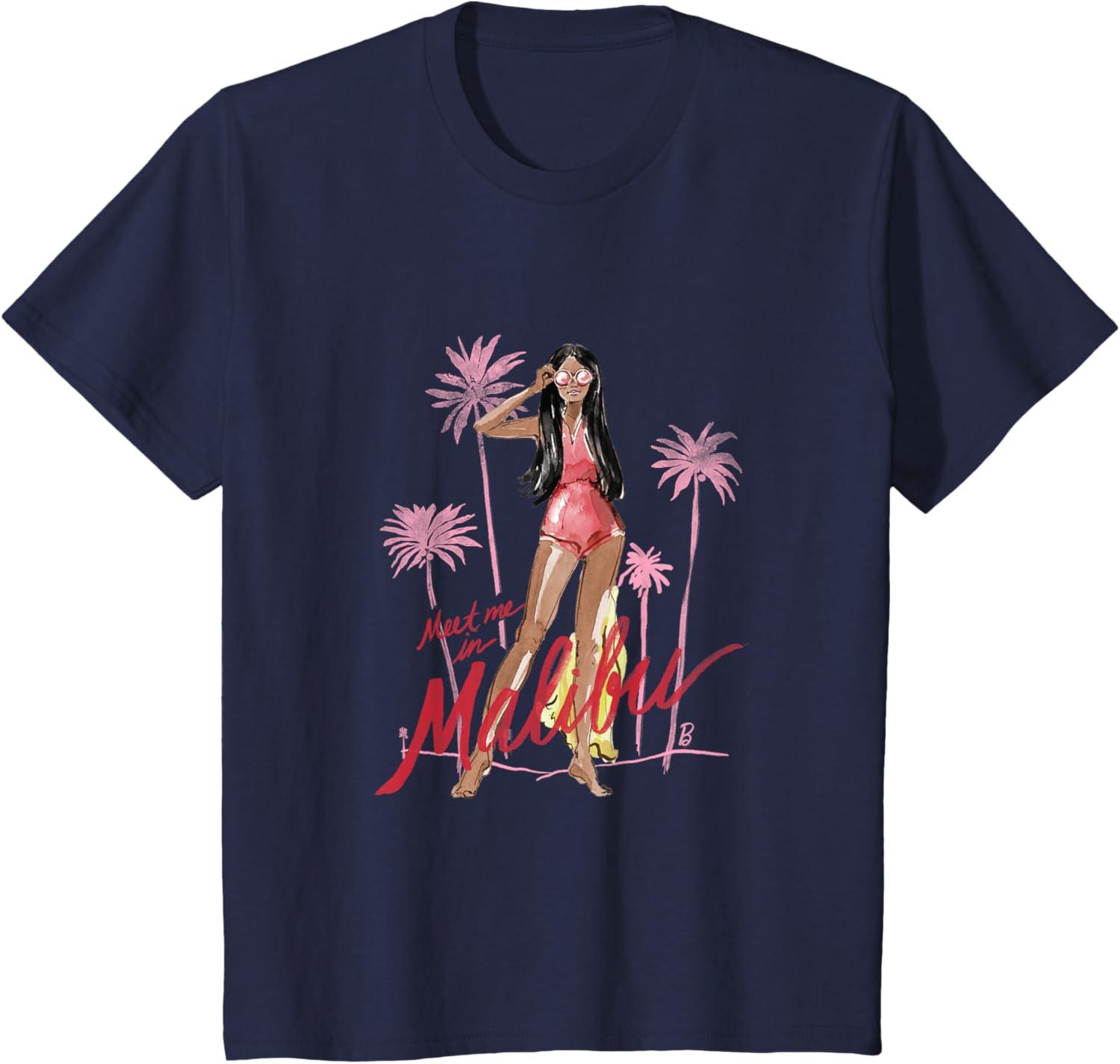 imageBarbie  Meet me in Malibu Illustration TShirtNavy Blue