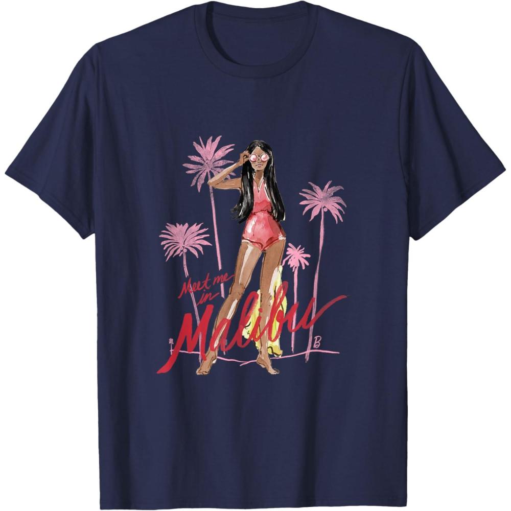 imageBarbie  Meet me in Malibu Illustration TShirtNavy Blue