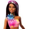 imageBarbie Mermaid Toy Dolls with Surprise Magic Blooming Flowers Feature Ombre Tails Pearl Headband Accessory ampamp Long Brown Hair with Purple Highlights