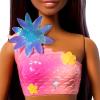 imageBarbie Mermaid Toy Dolls with Surprise Magic Blooming Flowers Feature Ombre Tails Pearl Headband Accessory ampamp Long Brown Hair with Purple Highlights